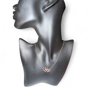 925 Diamond Rose Gold DoubleHeart Necklace